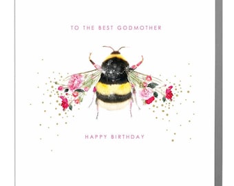 Happy Birthday Bee Godmother Card - Sweet and Sentimental Greeting for a Special Godmother