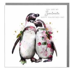 Tarjeta de alma gemela de pingüinos de San Valentín de Lola Design