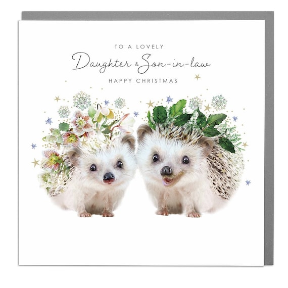 Jubiläumskarte Für Tochter & Schwiegersohn – Igel-Design, Mit Goldfolie, Umweltfreundlich, 220 X 152 Mm