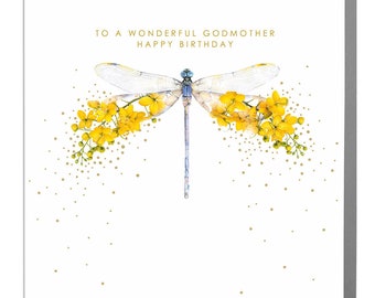 Dragonfly Wonderful Godmother birthday Card