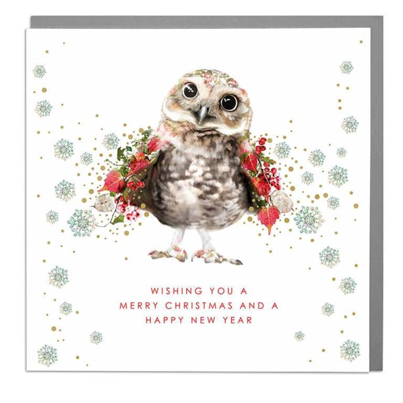 Tiny Owl Merry Christmas Card | Etsy