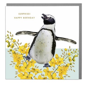 Gelukkige Verjaardag Pinguïn Verrassing Wenskaart