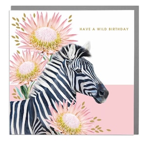 Cartão de aniversário selvagem da zebra