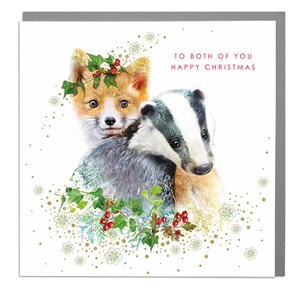 Fox & Badger Cute To Both Of You Wesołych Świąt Bożego Narodzenia Kartka z życzeniami