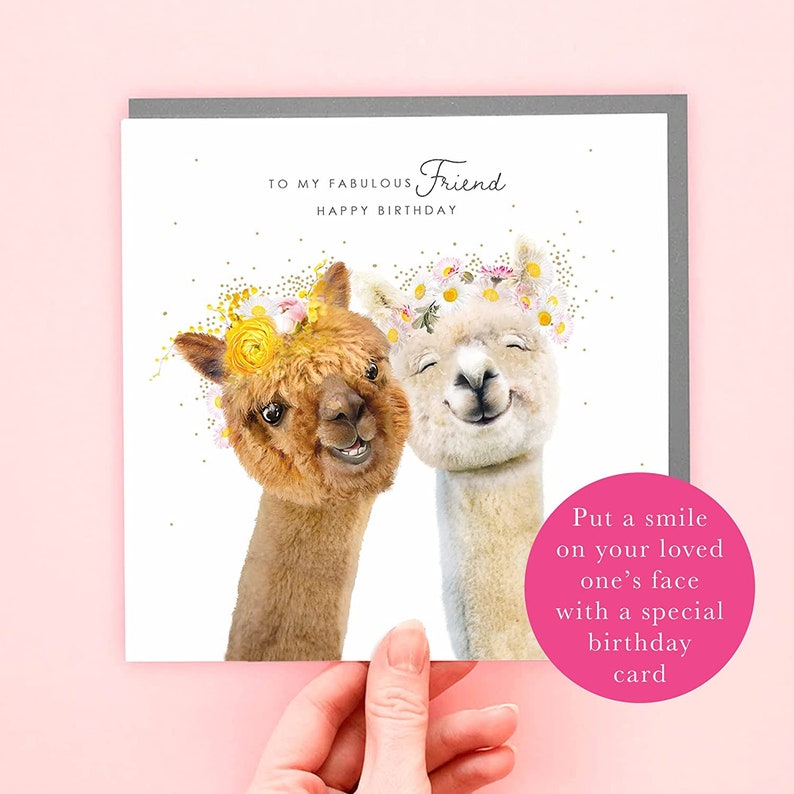 Fabulous Friend Alpaca birthday card for best friends image 2