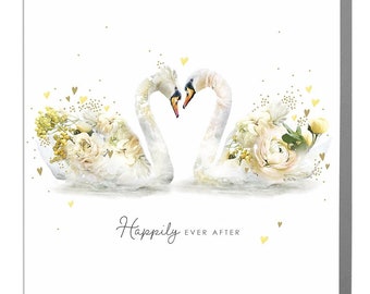 Wedding Swans Happily Ever After greeting Card by Lola Design