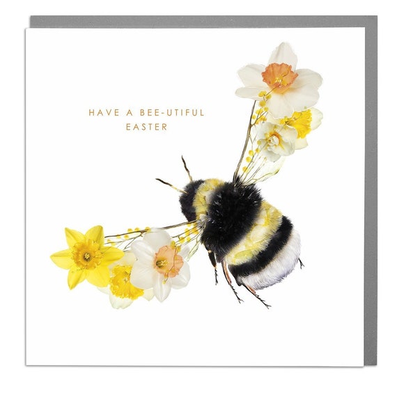 Happy Easter Card Bumble Bee Greeting Card, Whimsical Easter Card - Etsy