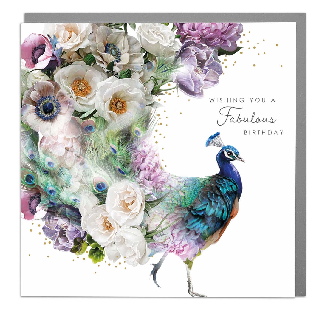 Happy Birthday Peacock Card by Lola Design - Etsy