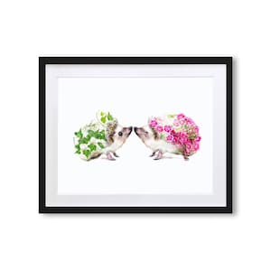 Hedgehogs Art Print by Lola Design