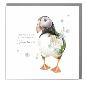 Puffin Cute Noël, Noël, carte de vacances par Lola Design