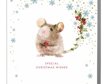 Topo Cartolina di Natale carina, topo di Natale, cartolina di Natale