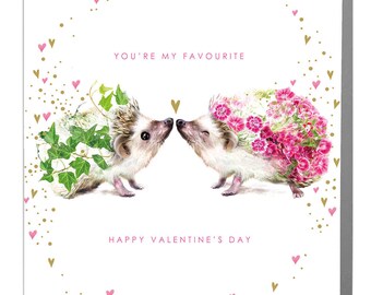 Carte Hérissons Tu es ma carte de Saint-Valentin préférée