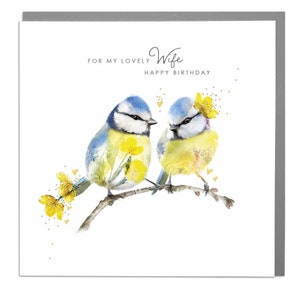 Blue Tit Lovely Wife Birthday Card, Happy Birthday Wife, Wife Birthday Card di Lola Design