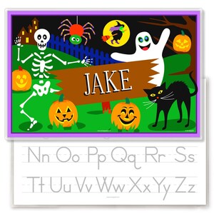 Kids Personalized Halloween Placemat, Ghost Placemat, Pumpkin Placemat, Halloween Party, Witch Placemat, Halloween Decor, Skeleton Placemat