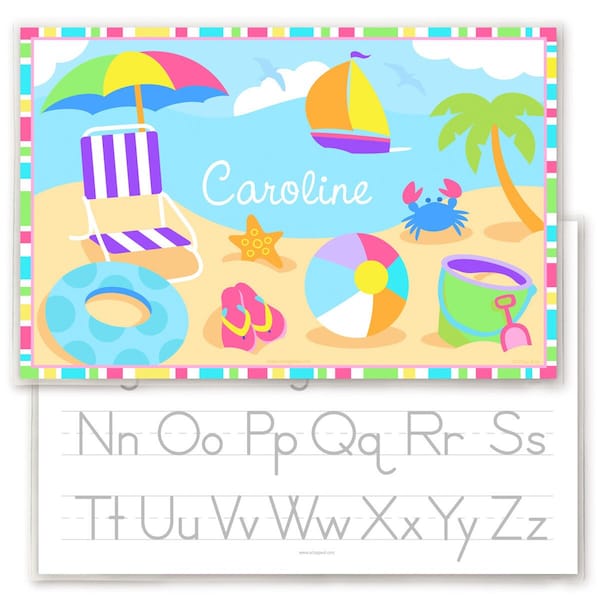 Personalized Summer Time Placemat, Kids Placemat, Beach Placemat, Ocean Placemat, Laminated Placemat