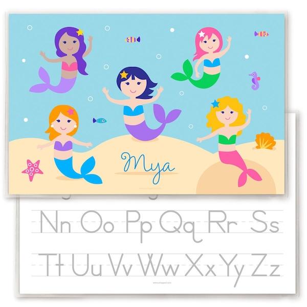 Mermaid Personalized Placemat for Kids - Laminated Placemat