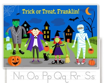 Personalized Halloween Trick or Treat Placemat Halloween Table Decoration Pumpkin Custom Placemat Halloween Party Placemat Witch Place Mat