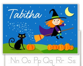 Wicked Witch Kids Personalized Halloween Placemat, Ghost Placemat, Pumpkin Placemat, Halloween Party, Halloween Decor, Skeleton Placemat