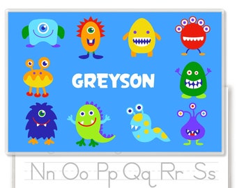 Personalized Placemat for Kids, Monsters Placemat, Laminated Placemat,  Custom Placemat for Child,