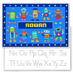 Personalized Robots Placemat, Placemat for Kids, Laminated Placemat, Toddler Place Mat, Made in USA