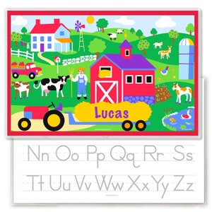 Personalized Farm Placemat, Laminated Placemat, Toddler Placemat, Tractor Table Mat, Toddler Gift, Boy Placemat