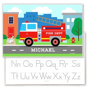 Firetruck Personalized Kids Placemat - Fire Truck Custom Placemat -  Laminated Placemat - Custom Gift for Kids