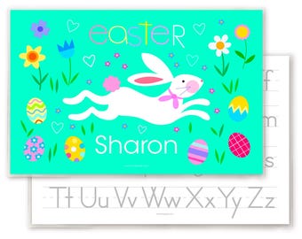 Easter Bunny Personalized Placemat for Kids, Easter Gift for Kids, 18 x 12 Laminated, Easter Table Mat