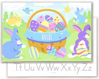 Personalized Easter Basket Placemat: Laminated Kids Table Mat
