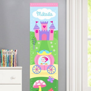 Kids Personalized Princess Canvas Growth Chart, Girls Bedroom Decor, Nursery Wall Decor