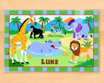 Tovaglietta personalizzata per animali selvatici per bambini, tovaglietta safari