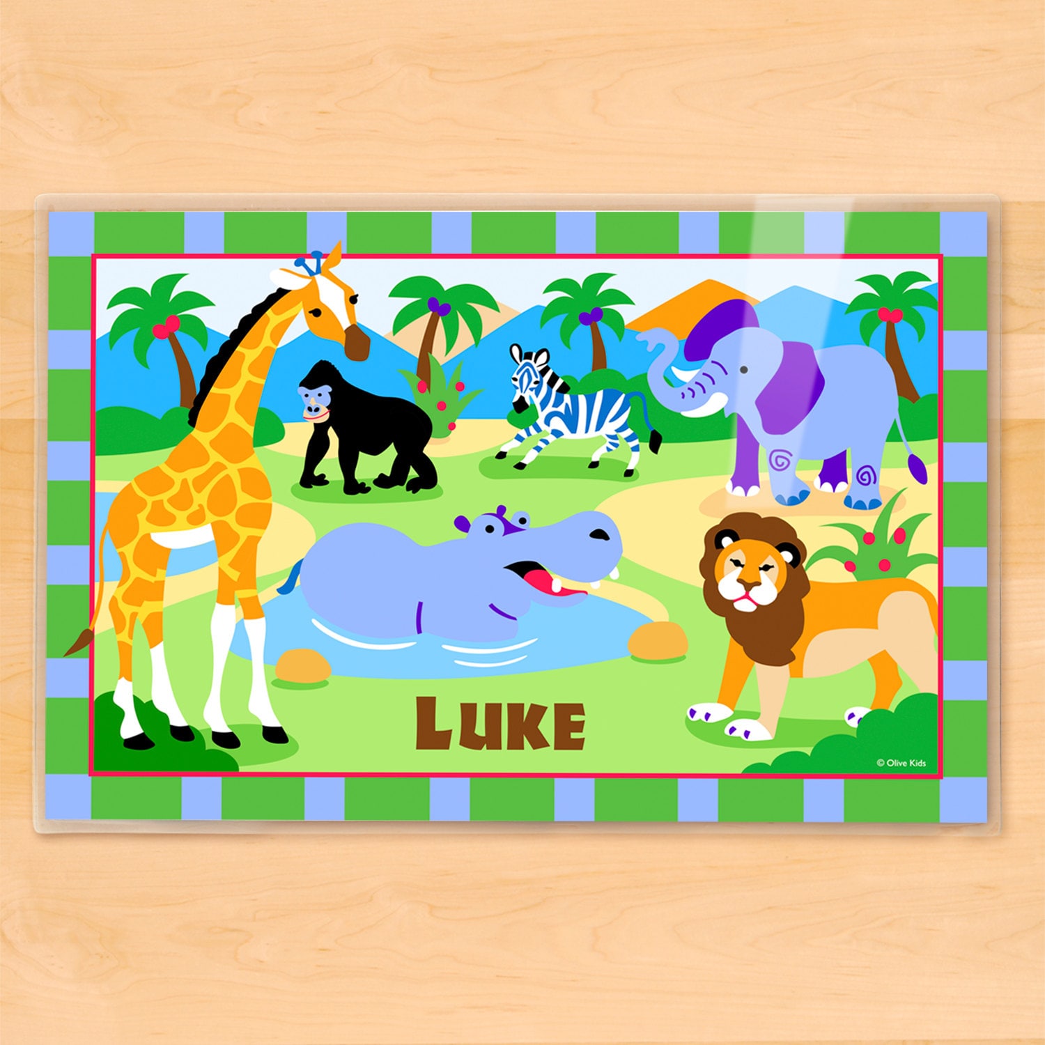 Kids Personalized Wild Animals Placemat Safari Placemat Etsy