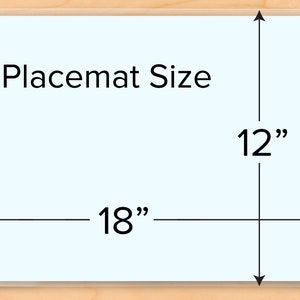 Image of blank place mat for size, showing 18 inches wide by 12 inches high.