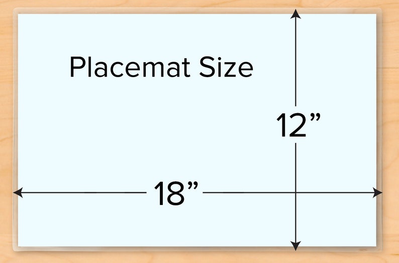 Image of blank place mat for size, showing 18 inches wide by 12 inches high.