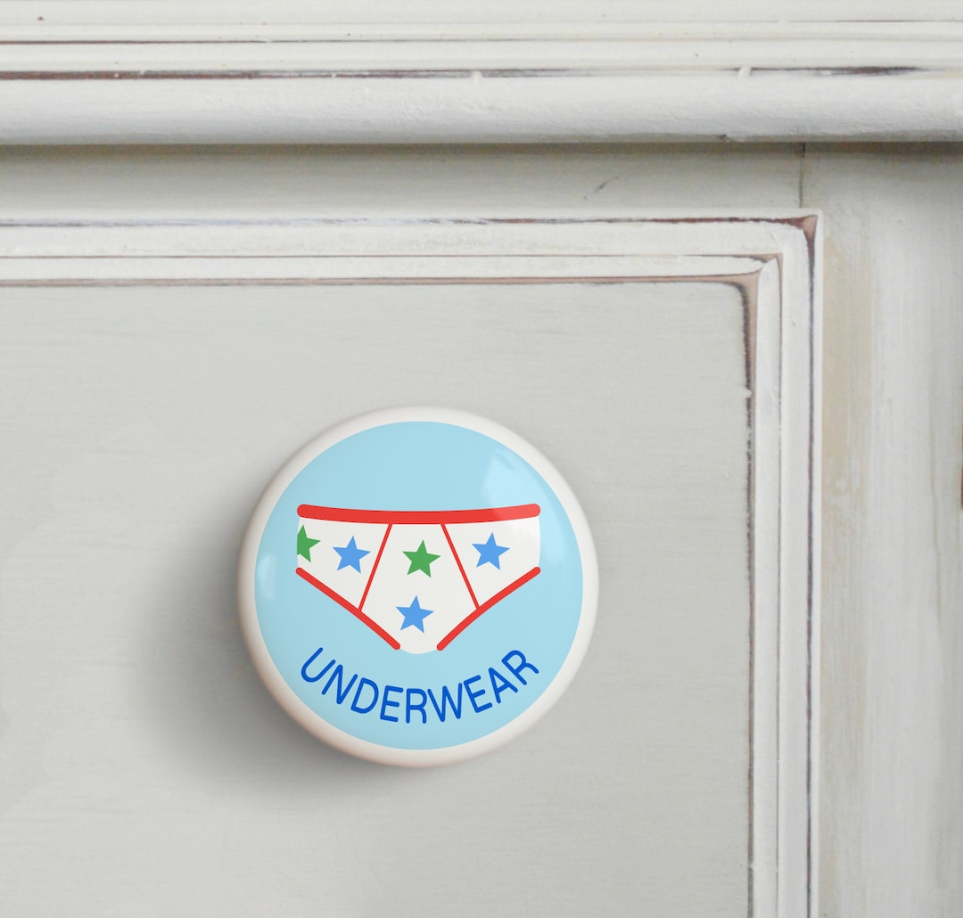 Boys Underwear Drawer Knobs, Set of 2 Knobs, Dresserz Kids Drawer Pull ...