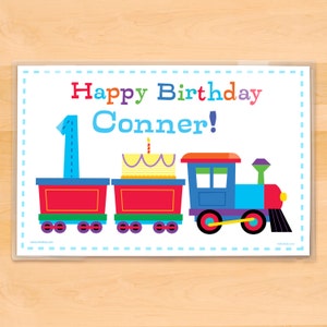 Personalized, Birthday, Placemat, Train, Birthday Placemat, Laminated Placemat, Train Birthday, Kids Placemat, First Birthday, Party, Kids
