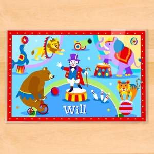 Kids Personalized Circus Placemat, Laminated Placemat, Mealtime Placemat, Circus Placemat
