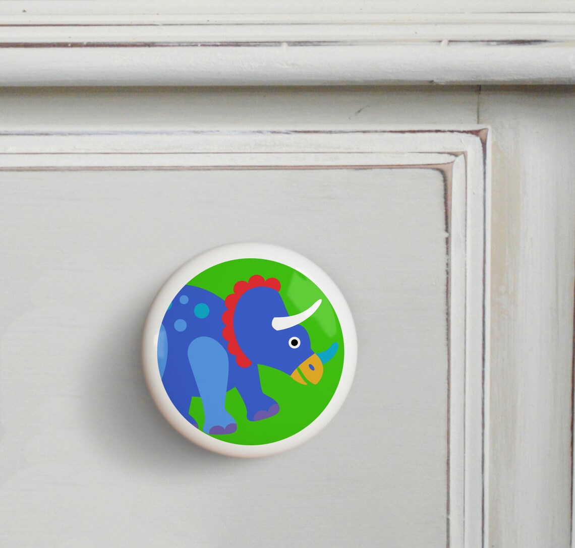 Triceratops Dinosaur Drawer Knob Olive Kids Dinosaur Drawer Etsy