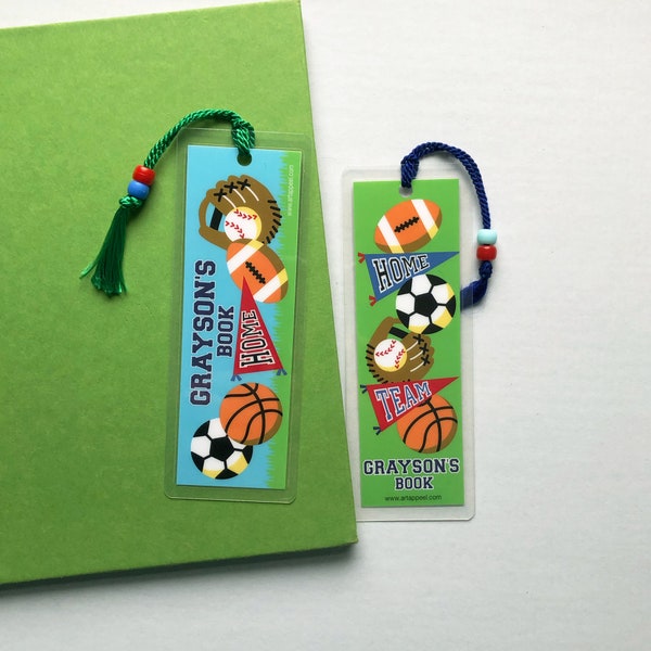 Kid's Personalized Game On Bookmarks, Children's Sports Bookmarks, Bookmark Set of 2, Great Gift, Birthday Gift