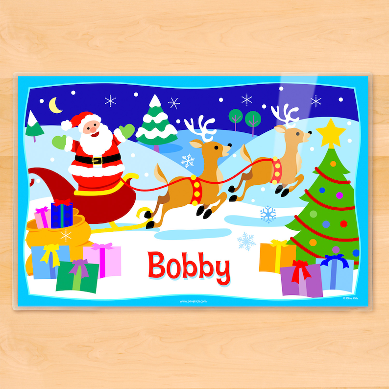 Kids Personalized Christmas Placemats Laminated Mealtime Set Etsy