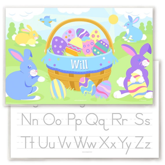 Personalized Easter Basket Placemat: Laminated Kids Table Mat