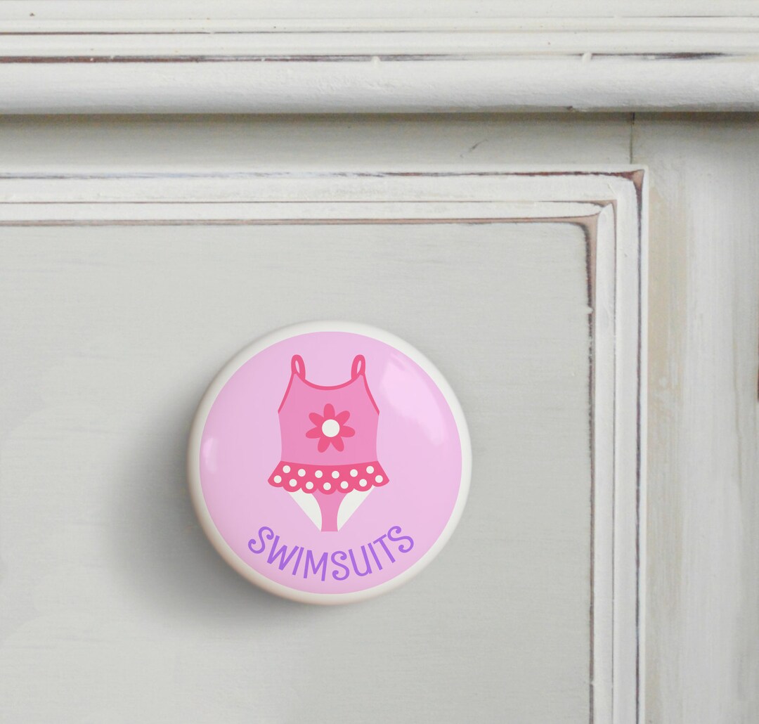 Girls Swimsuit Drawer Knobs, Set of 2 Knobs, Dresserz Kids Bathing Suit ...