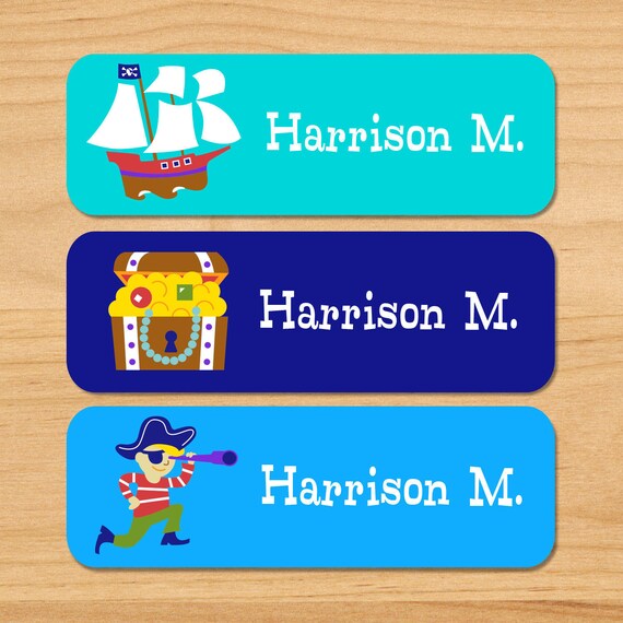 Kids Pirates Waterproof Name Labels, Personalized Pirate Daycare