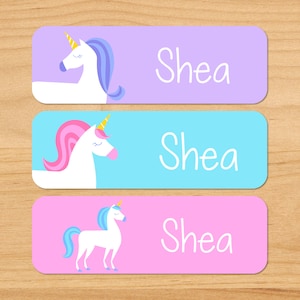 Kids Unicorn Waterproof Name Labels, Personalized Unicorn Daycare Labels, Custom Labels, School Labels, Dishwasher Safe, Name Stickers