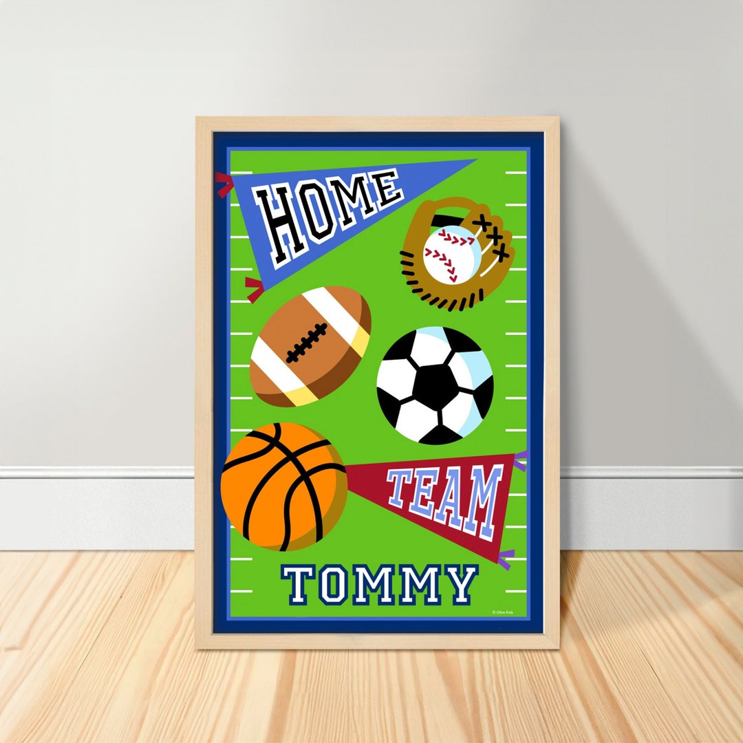 Custom Sports Kids Room Decor, Personalized Art, Sports Nursery Decor