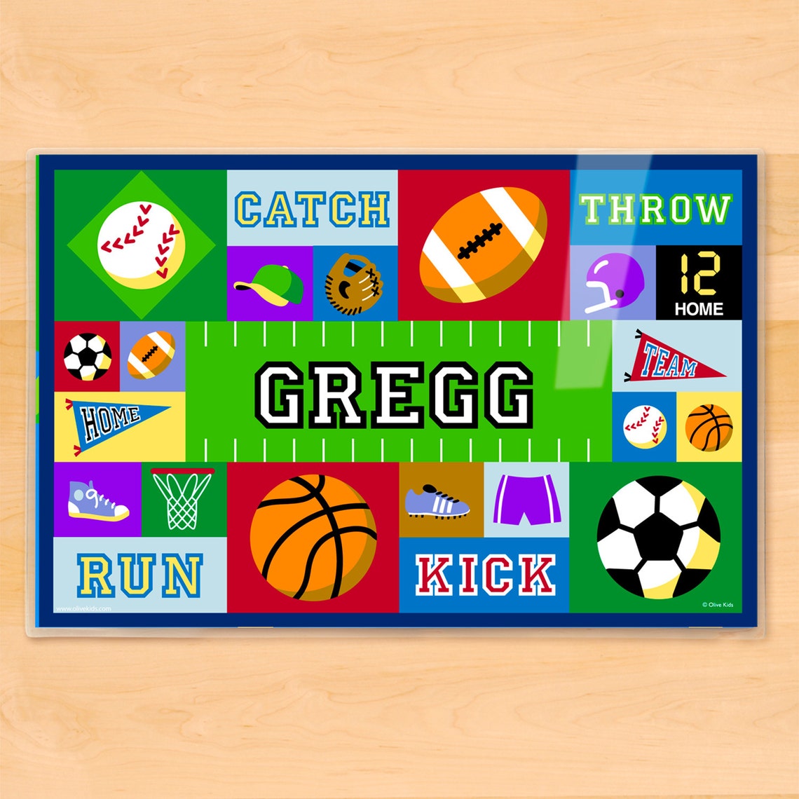 Kids Personalized Sports Placemat Boys Laminated Mealtime Etsy