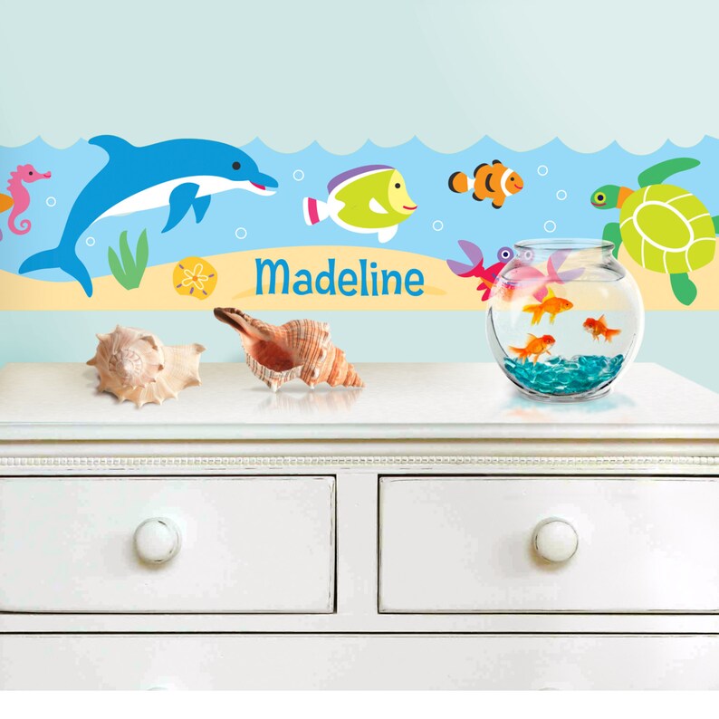 Olive Kids Personalized Ocean Peel and Stick Wall Border