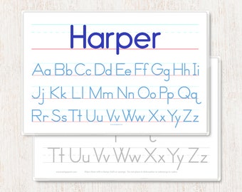 Kids Personalized Alphabet Placemat, Handwriting Placemat, Educational Place mat