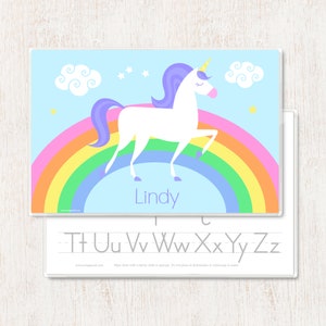 Unicorn Personalized Placemat for Kids, Custom Placemat