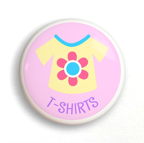 Girls T Shirt Drawer Knobs Set Of 2 Knobs Dresserz Kids Etsy