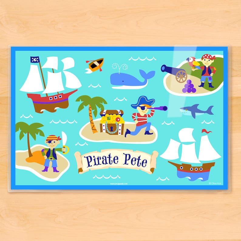 Fish Placemat Mealtime Placemat Set Of 3 Ocean Placemat Pirates Placemat Boys Personalized Ocean Placemats Great Birthday Gift